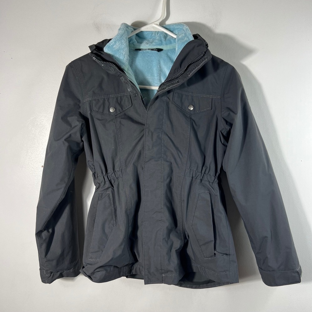 The North Face Girls Grey Fleece Lined Hooded Parka Jacket Size M 10/12 Grey